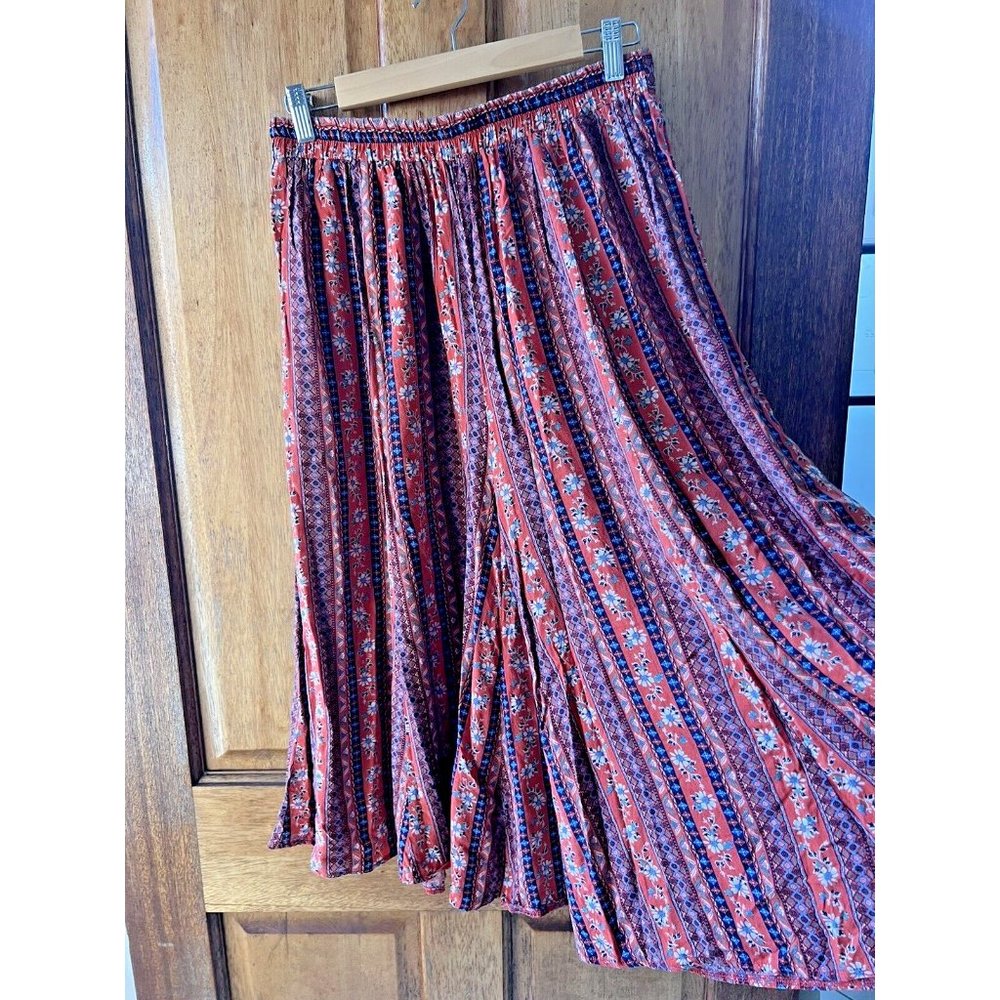 Isabella Boho Size Medium Wide Leg Rust Floral Coloured Culotte Style Pants - Picture 5 of 9